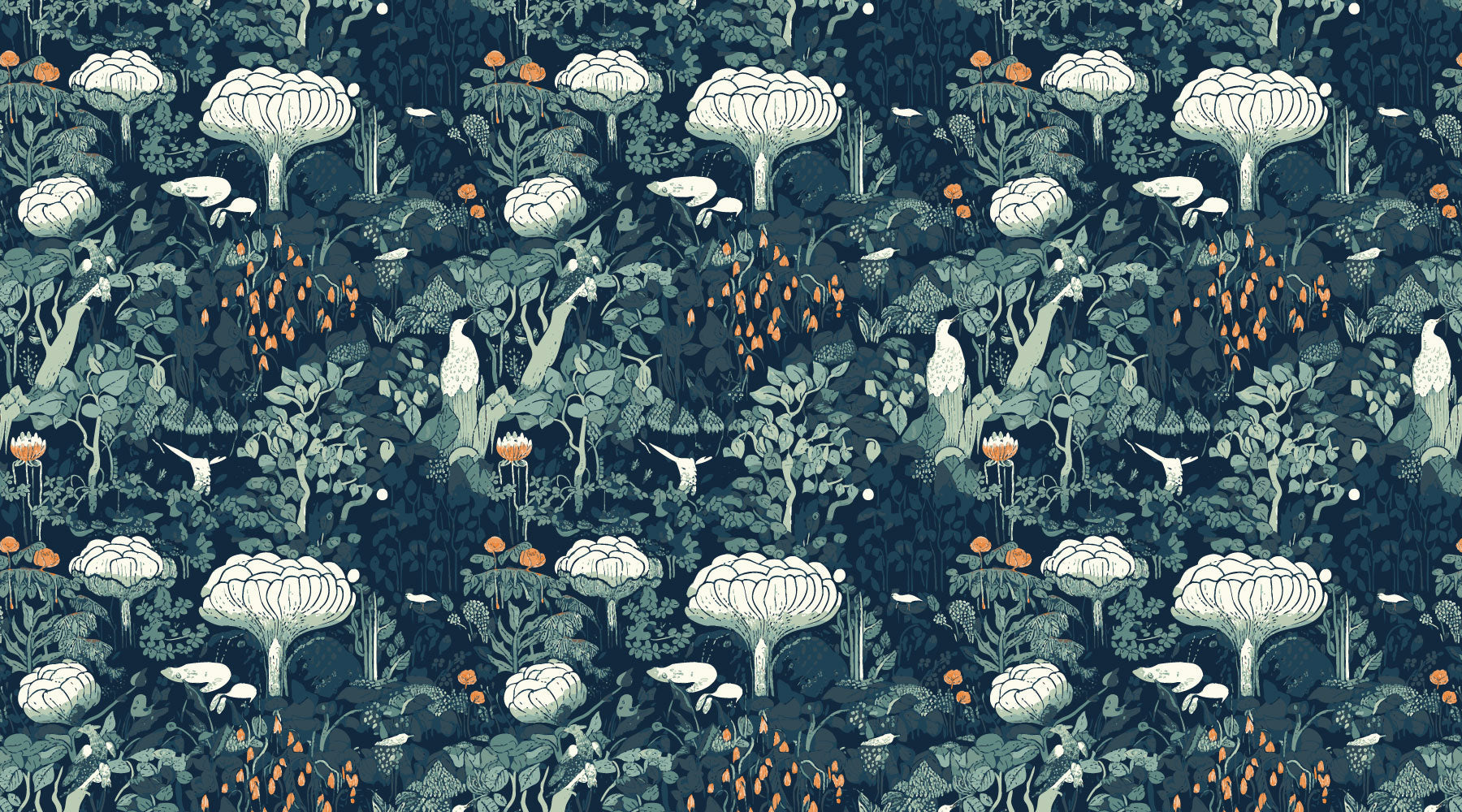 dark dreamy botanical peel and stick wallpaper in a bedroom setting