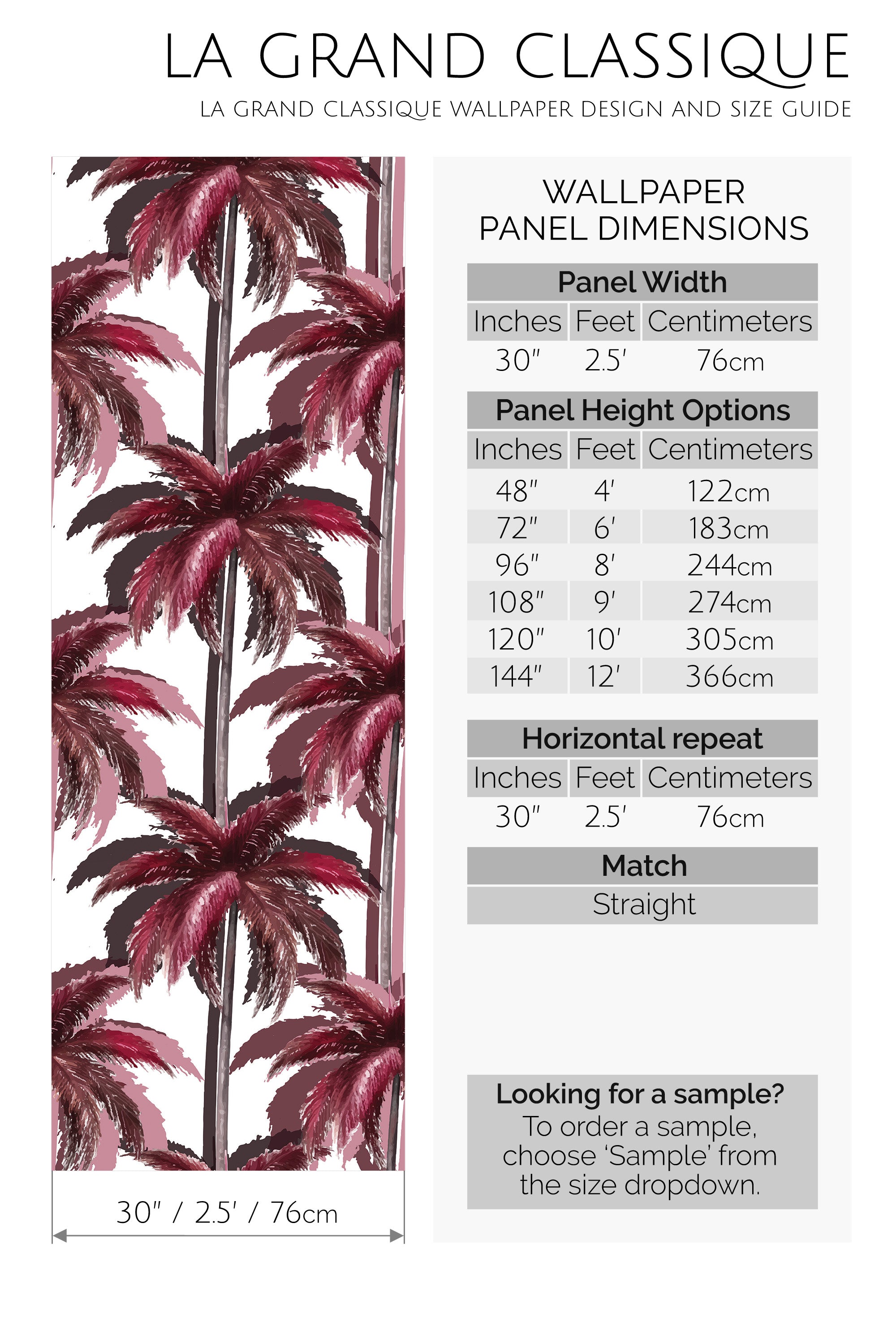 pink palm trees peel and stick wallpaper specifiation