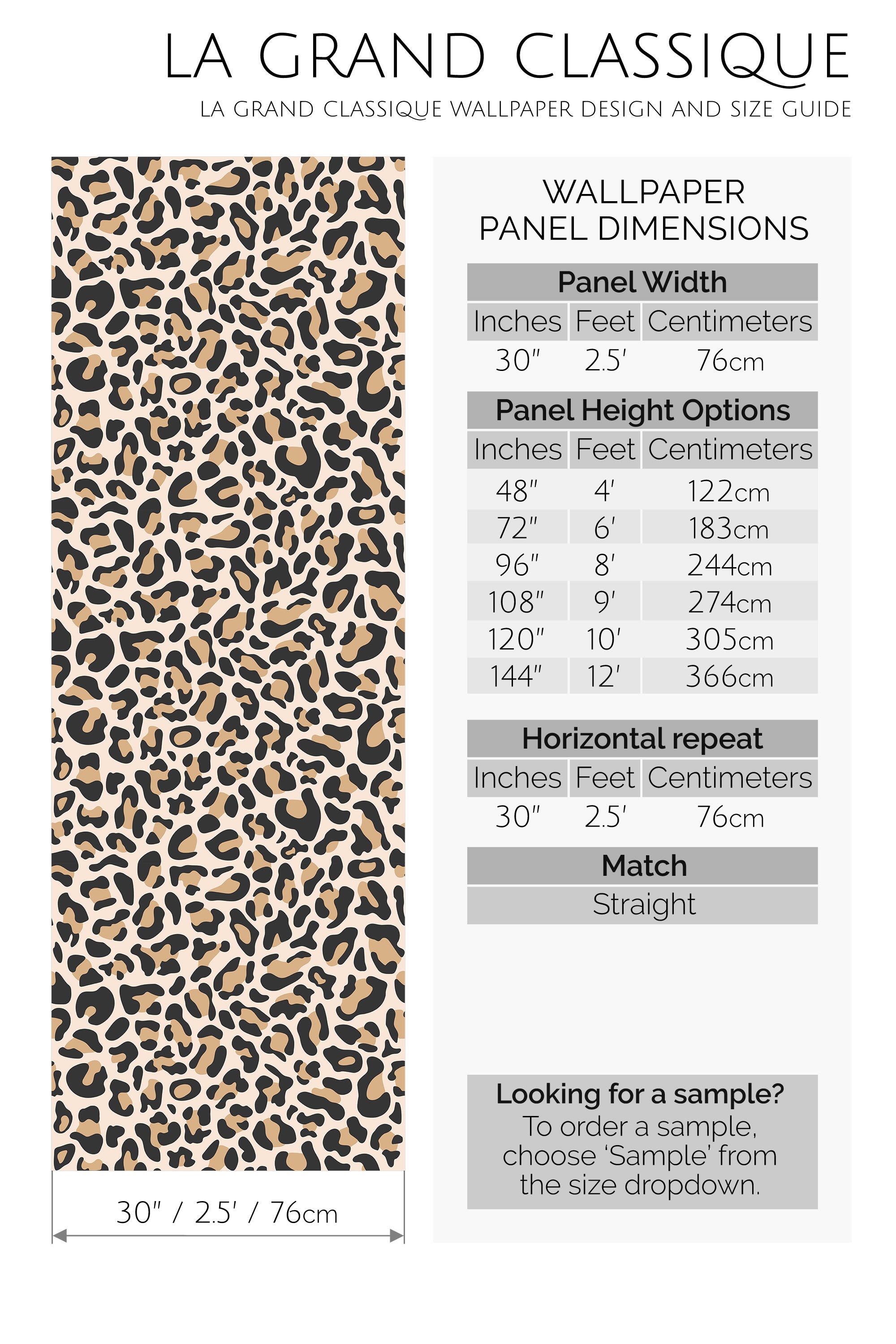 leopard peel and stick wallpaper specifiation