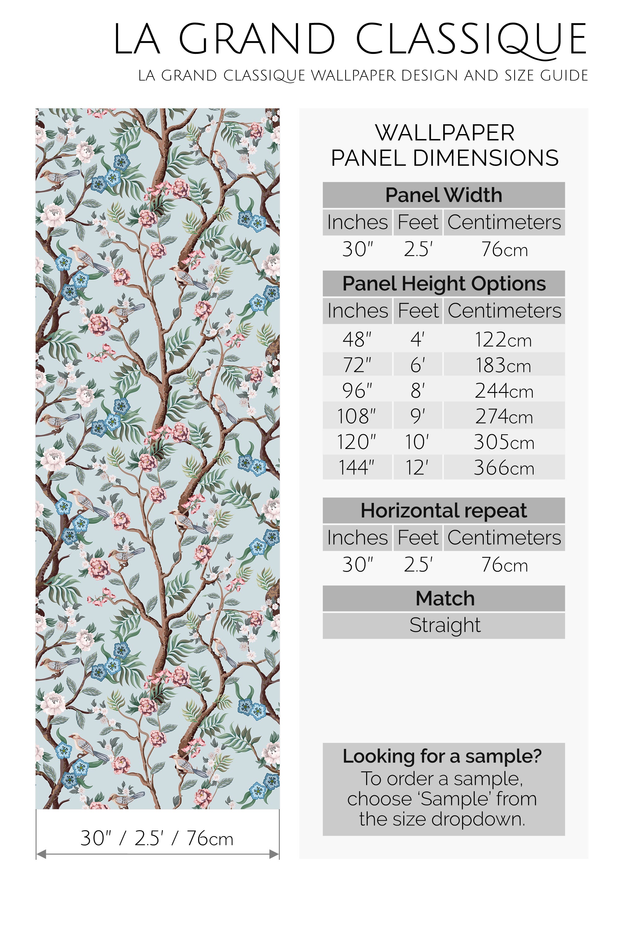 tree peel and stick wallpaper specifiation