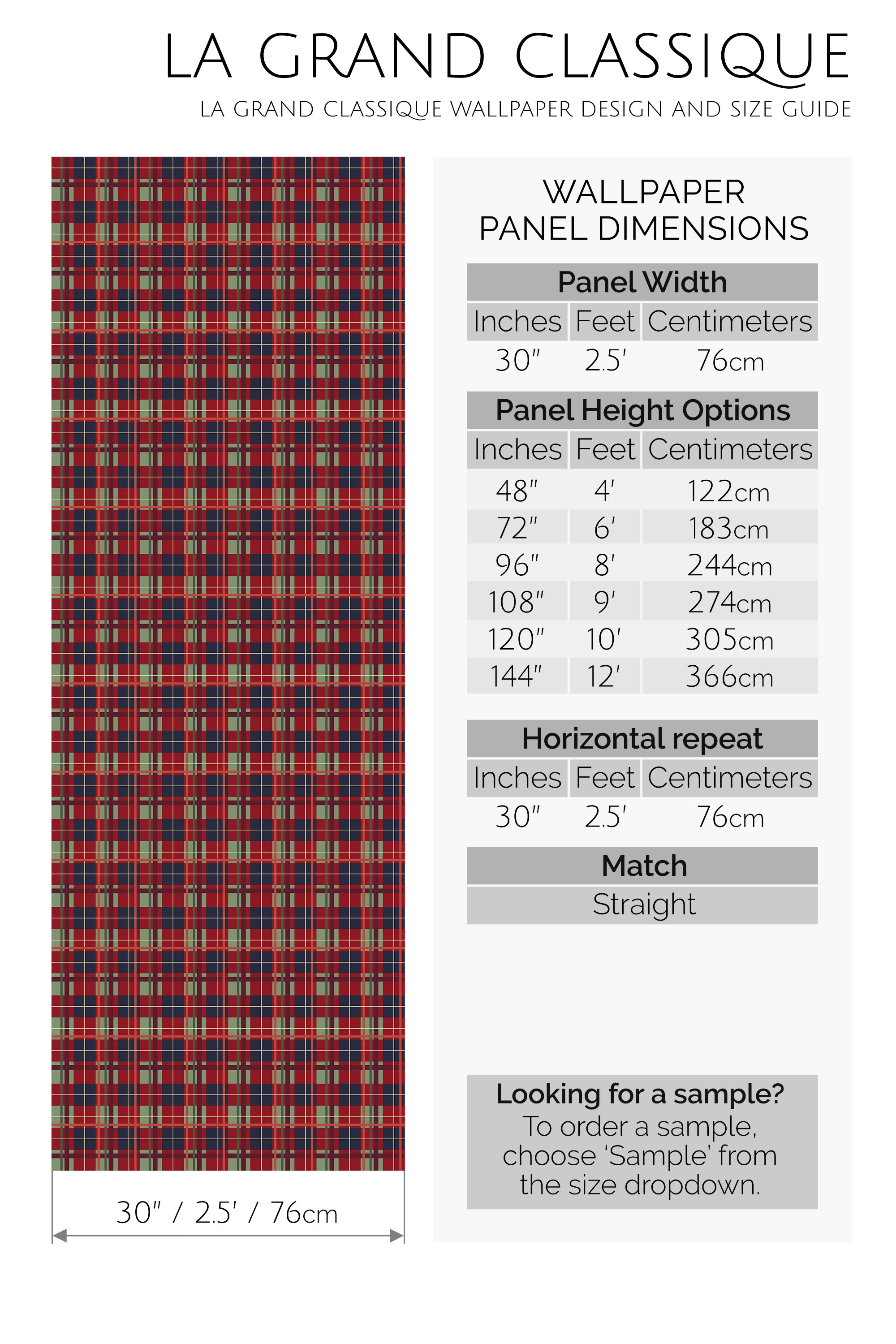 burgundy plaid peel and stick wallpaper specifiation