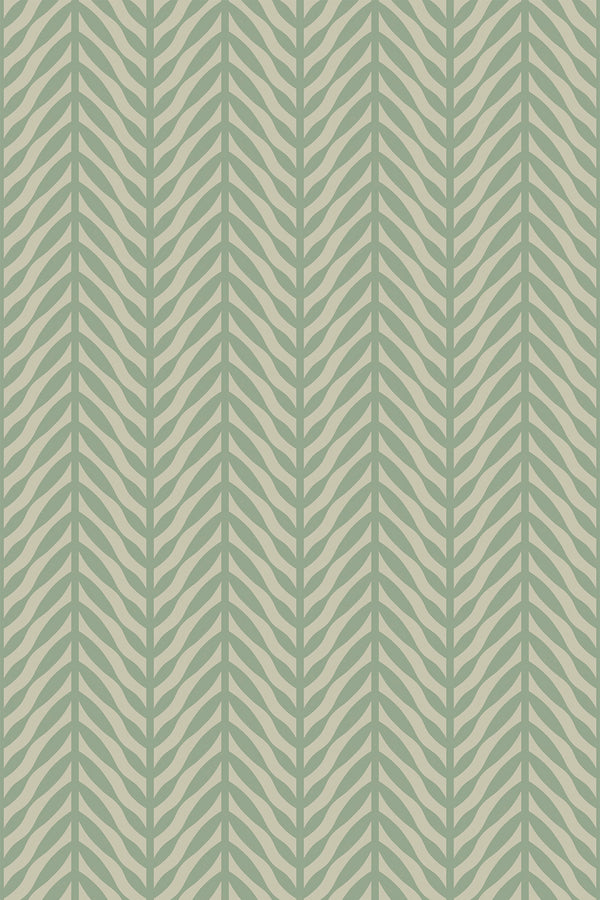Green Herringbone Wallpaper