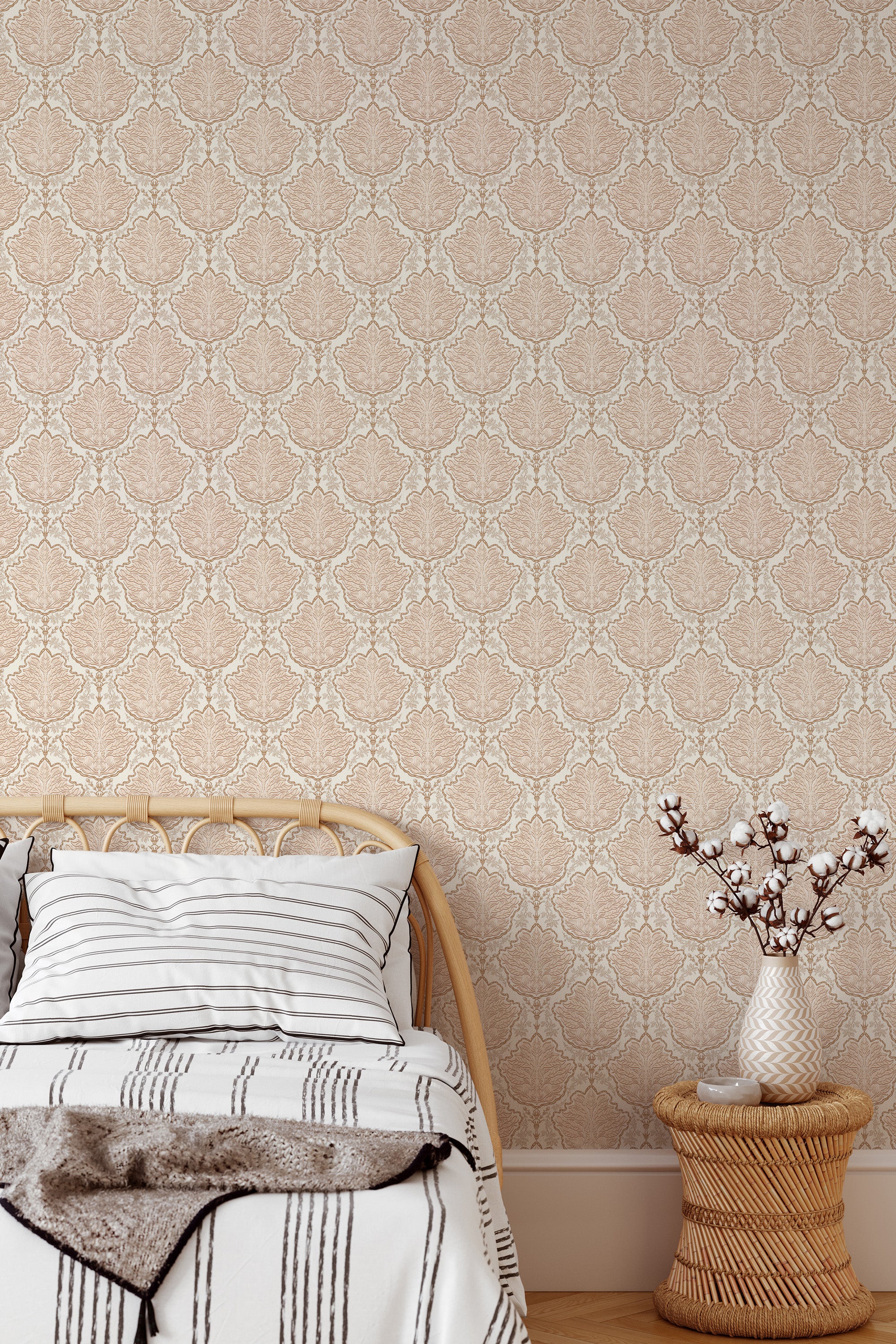 cozy bedroom interior rattan furniture decor botanical elegance by sara t accent wall