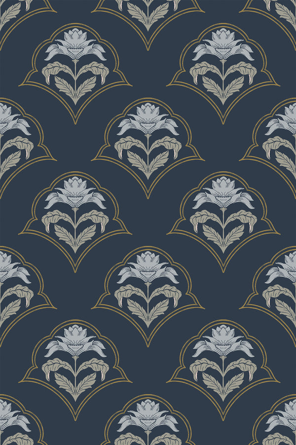 Dark Minimal Damask Wallpaper