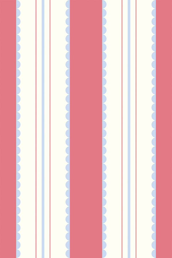 Pink and Beige Cute French Stripes Wallpaper