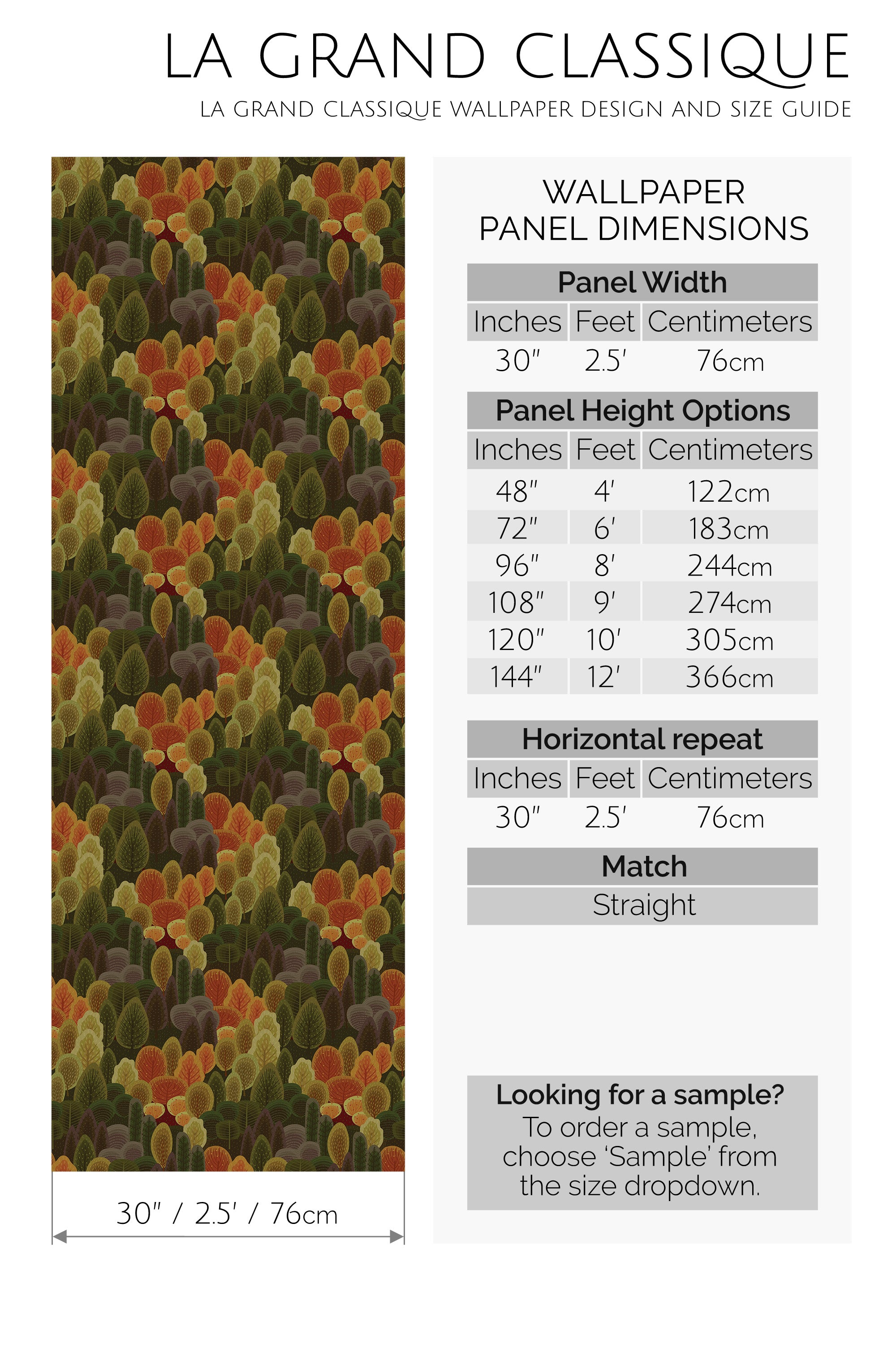 cozy forest peel and stick wallpaper specifiation