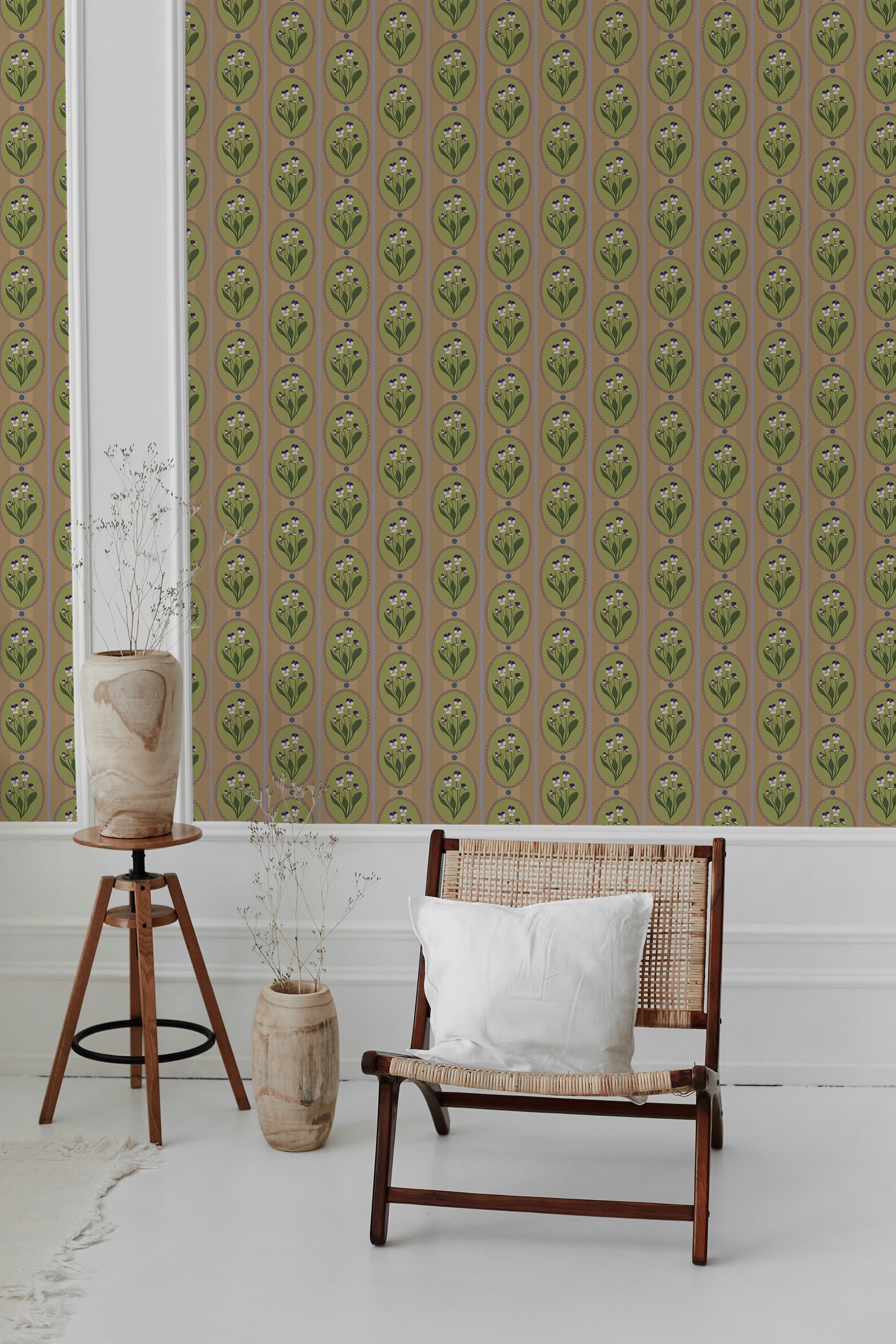 modern living room rattan chair decorative vase retro cottage pattern