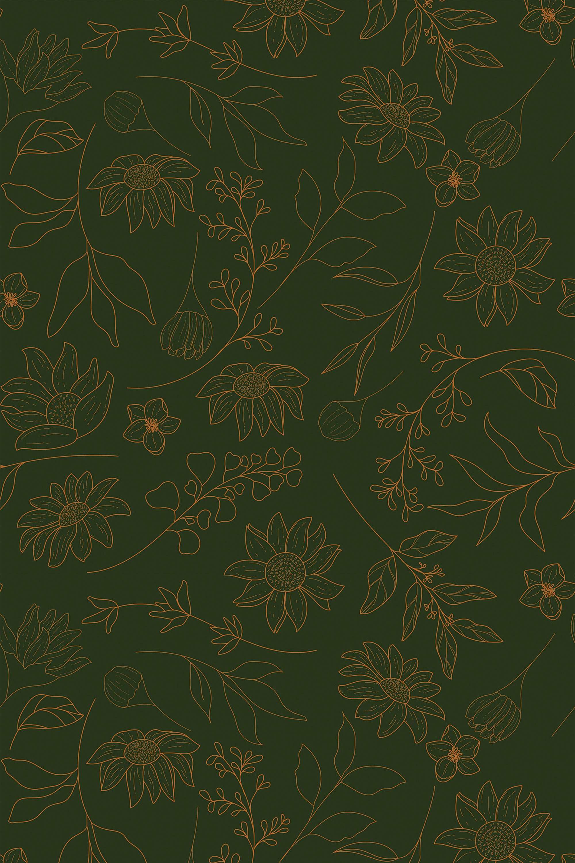 earthy green floral wallpaper pattern repeat