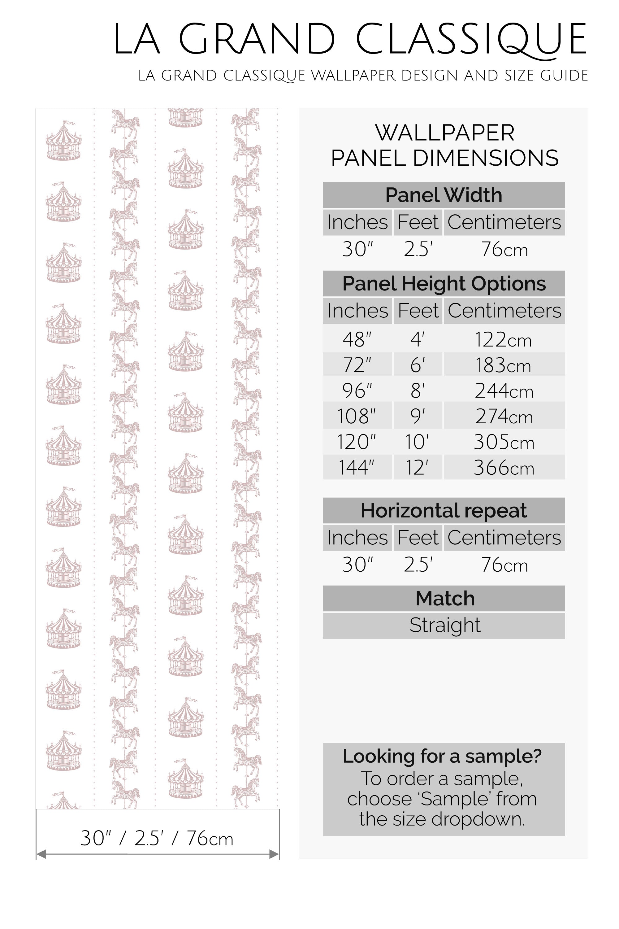 vintage carousel peel and stick wallpaper specifiation