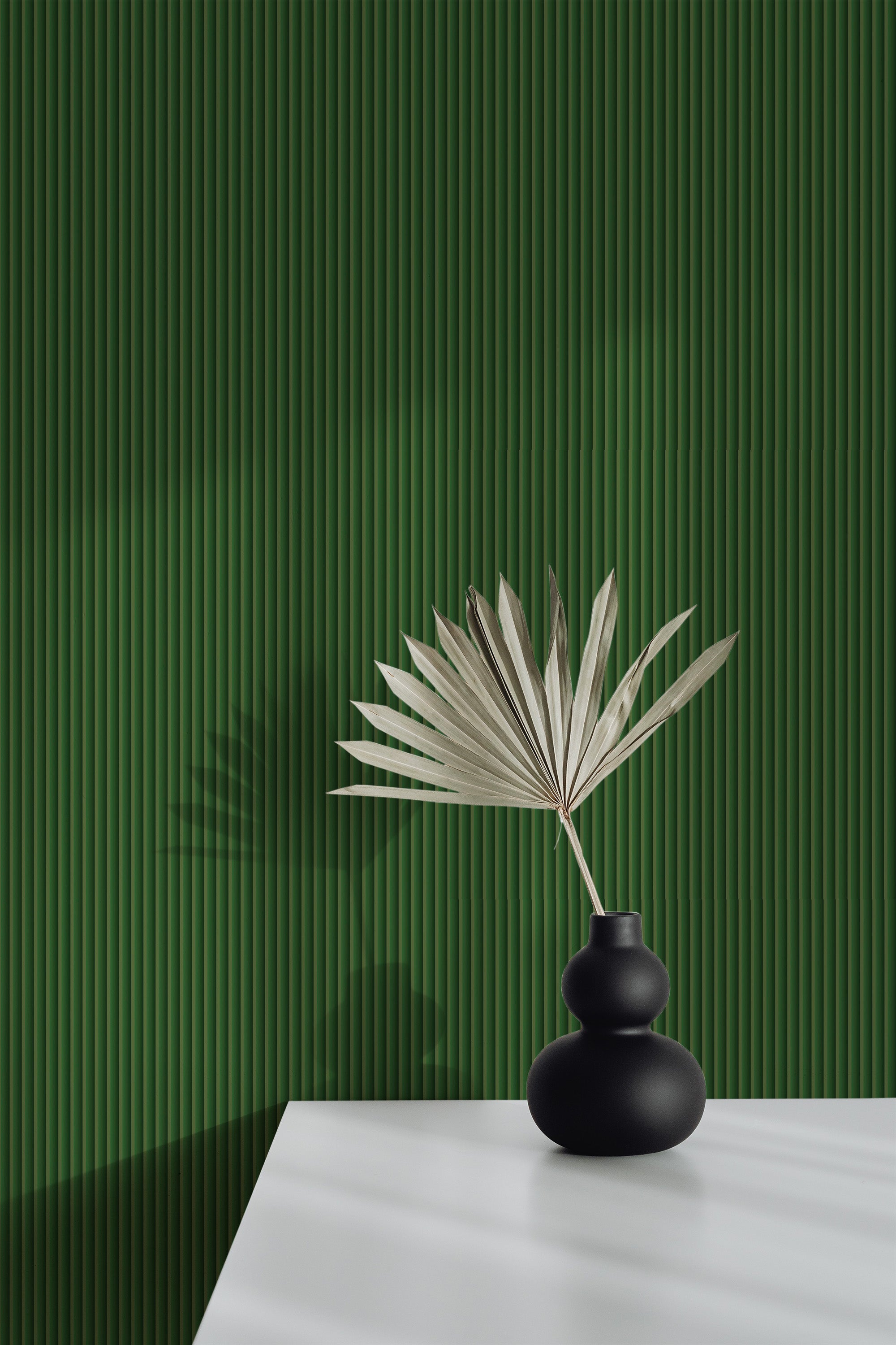 wallpaper peel and stick accent wall forest green fabric look pattern decorative vase plant