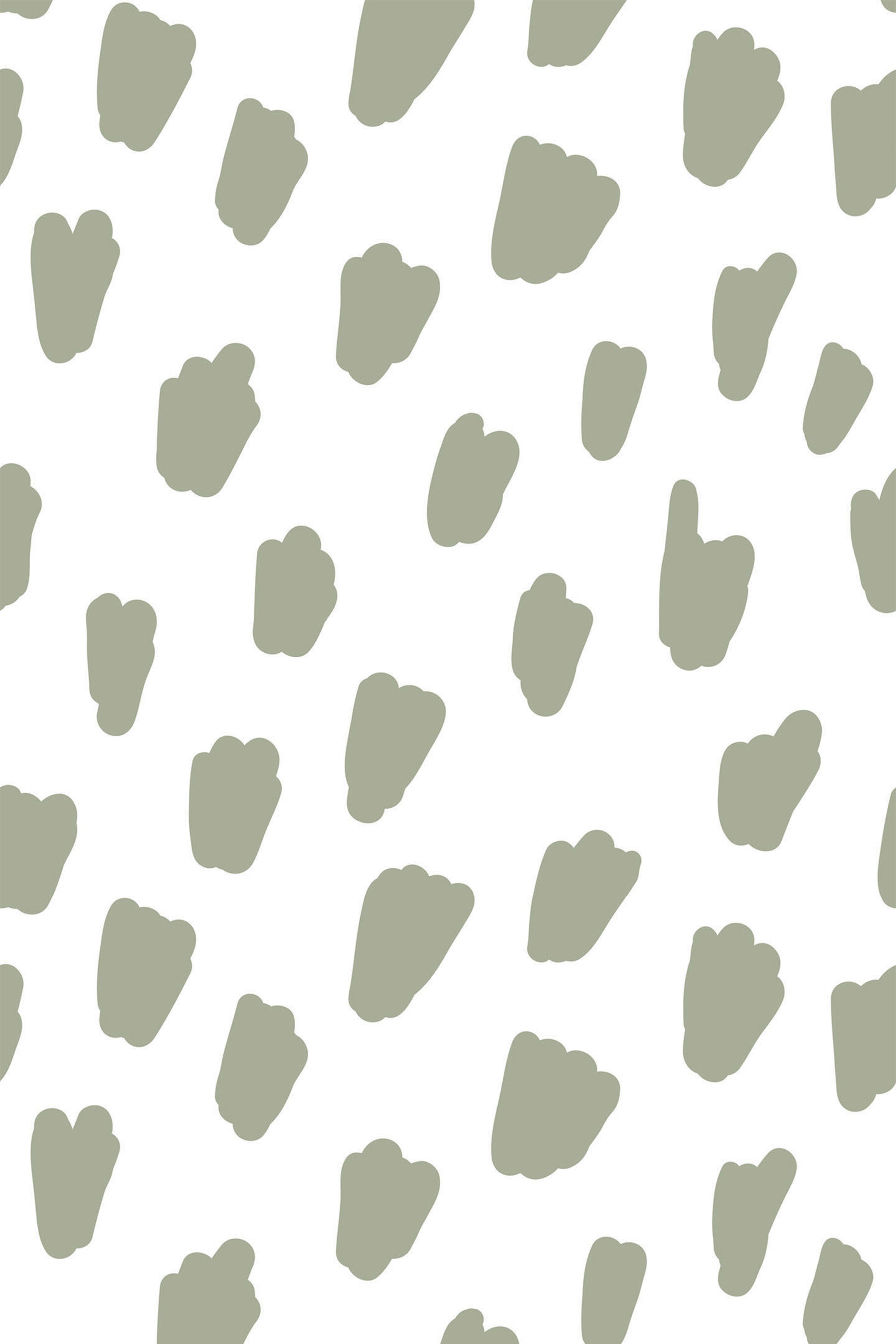 Green abstract spots on a white background, forming a simple, minimalist pattern. Peel and stick removable wallpaper.