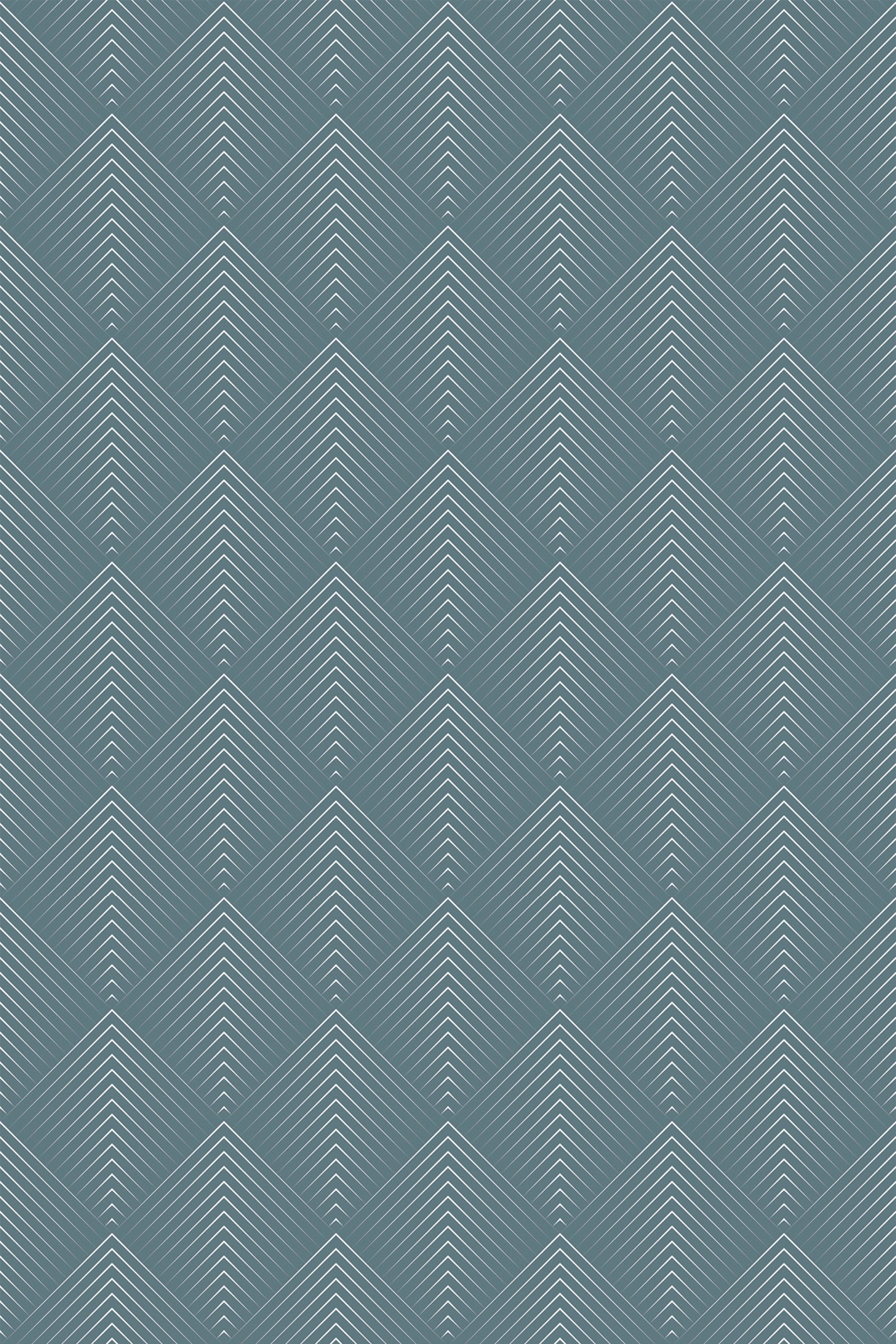 Repeating geometric arch pattern with overlapping, curved lines forming a diamond shape in a soothing blue-green color, peel and stick removable wallpaper.