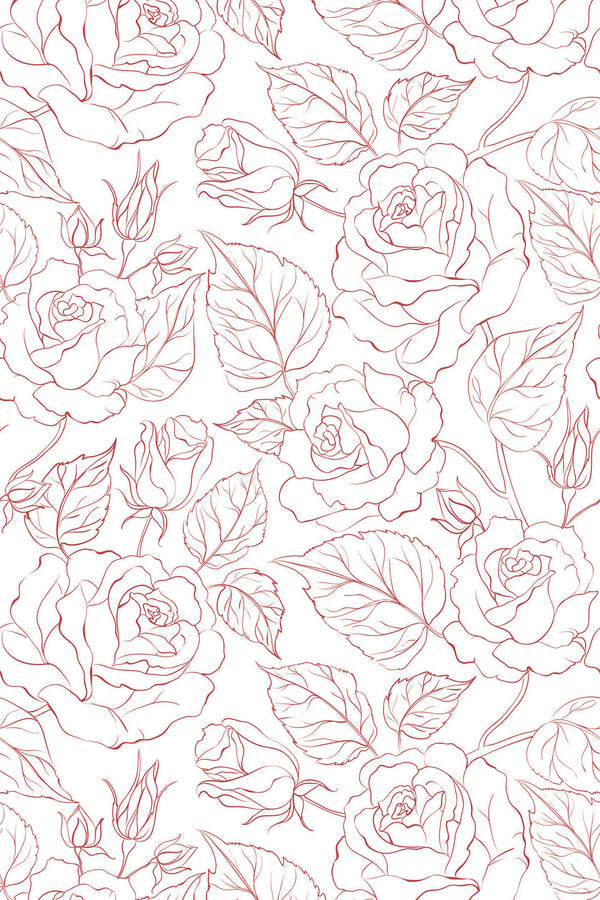 Retro rose line art Wallpaper