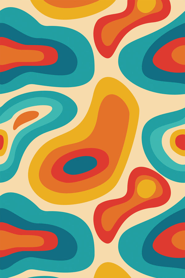 Colorful retro shapes Wallpaper