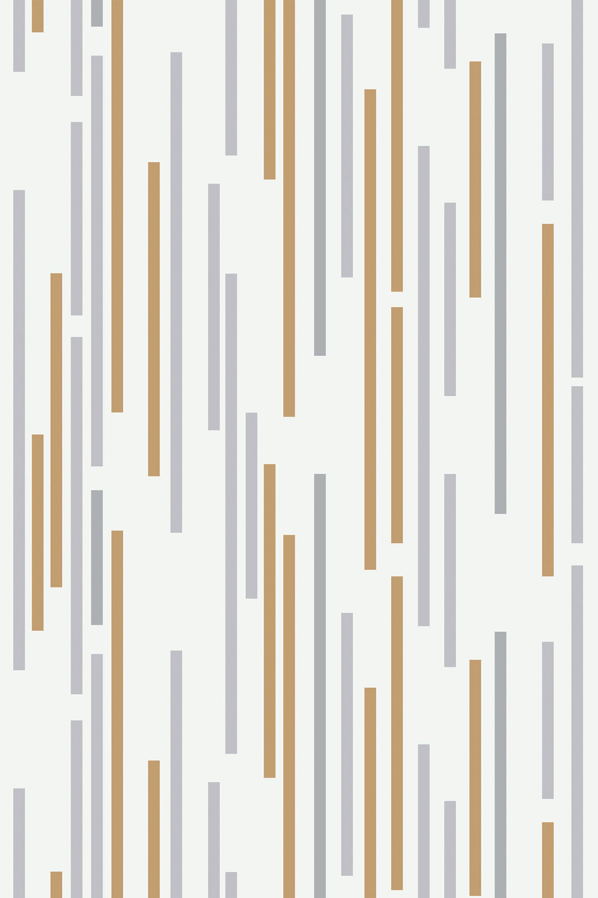 Vertical stripes of varying lengths and widths in neutral shades of gray, beige, and light brown on a light background, peel and stick removable wallpaper.