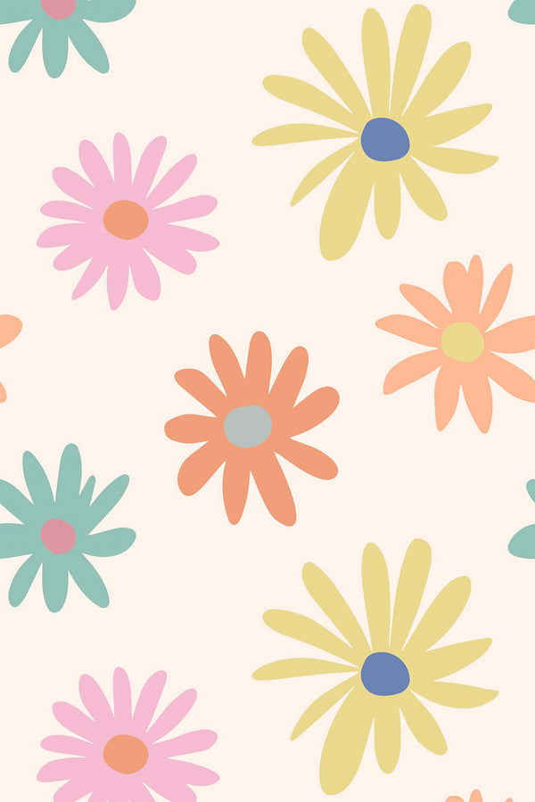 Colorful retro floral Wallpaper