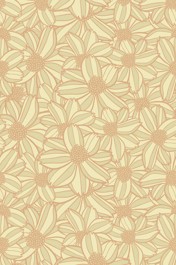 Yellow retro flowers Wallpaper