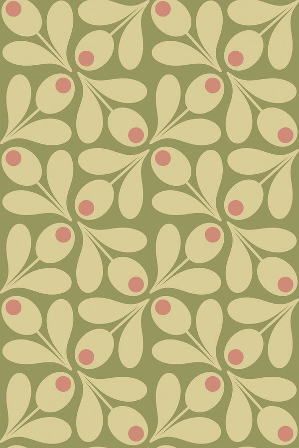 Green 60s pattern Wallpaper