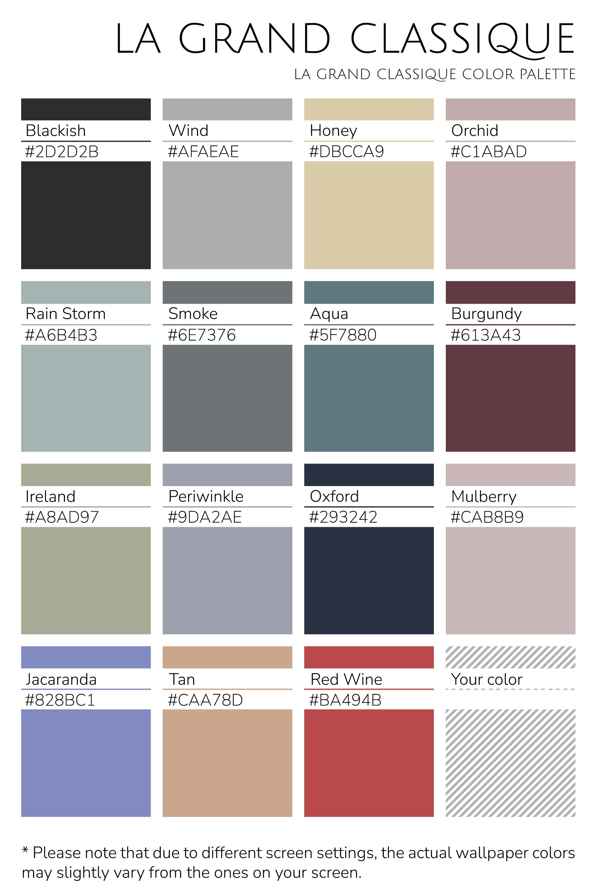 la grand classique bold navy stroke wallpaper color palette