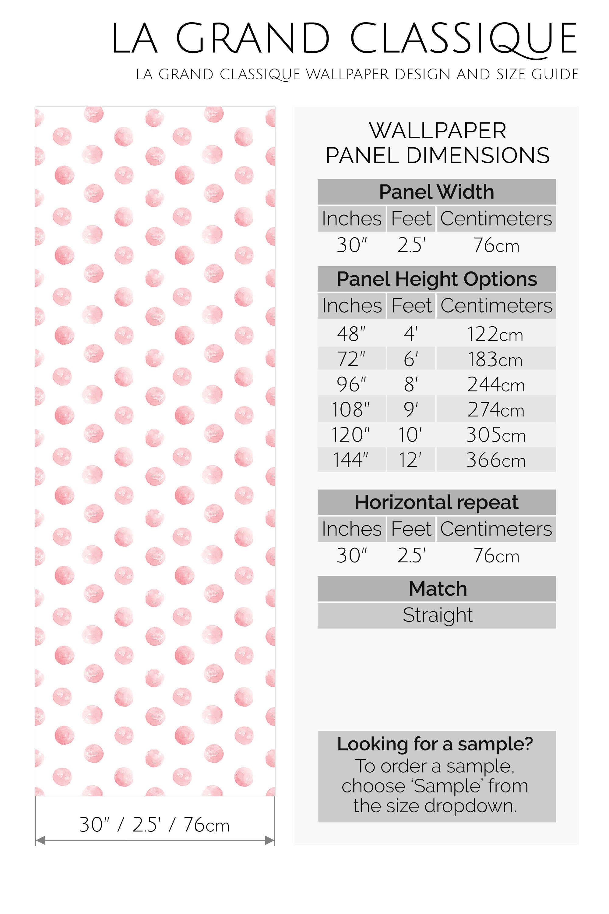 pink watercolor polka dot peel and stick wallpaper specifiation