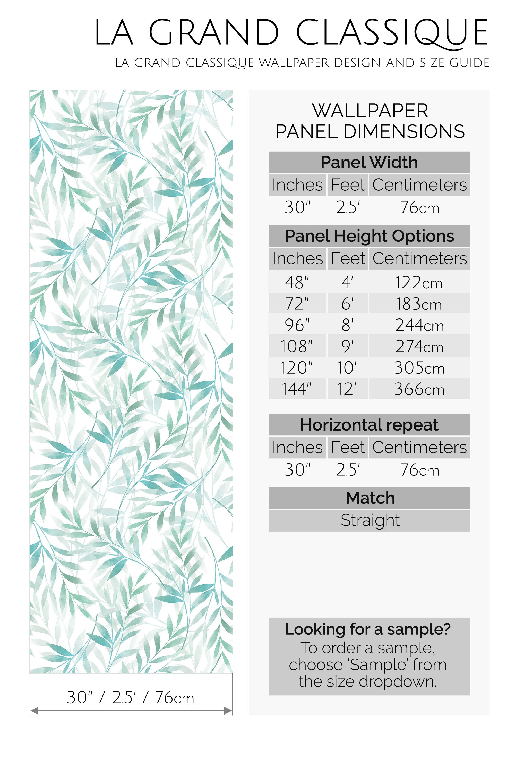 watercolor leaf peel and stick wallpaper specifiation