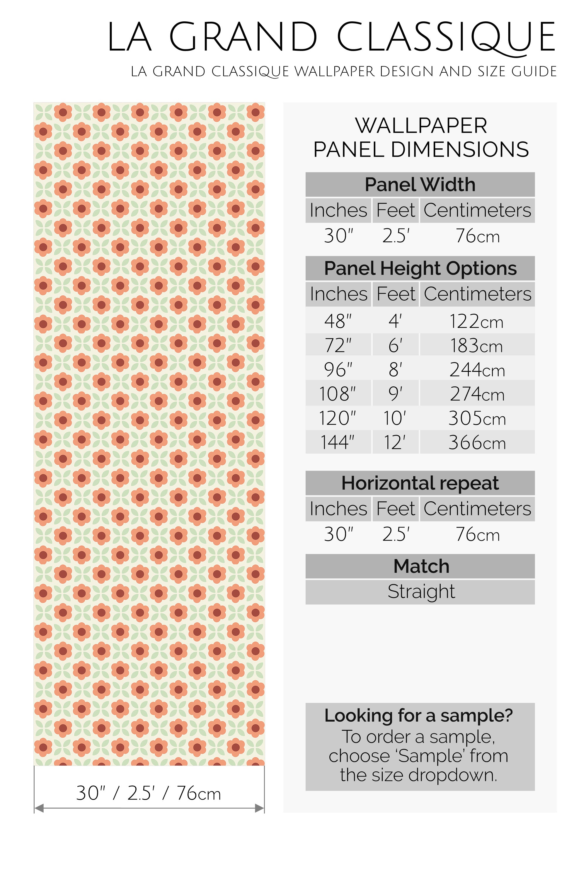 retro flower grid peel and stick wallpaper specifiation