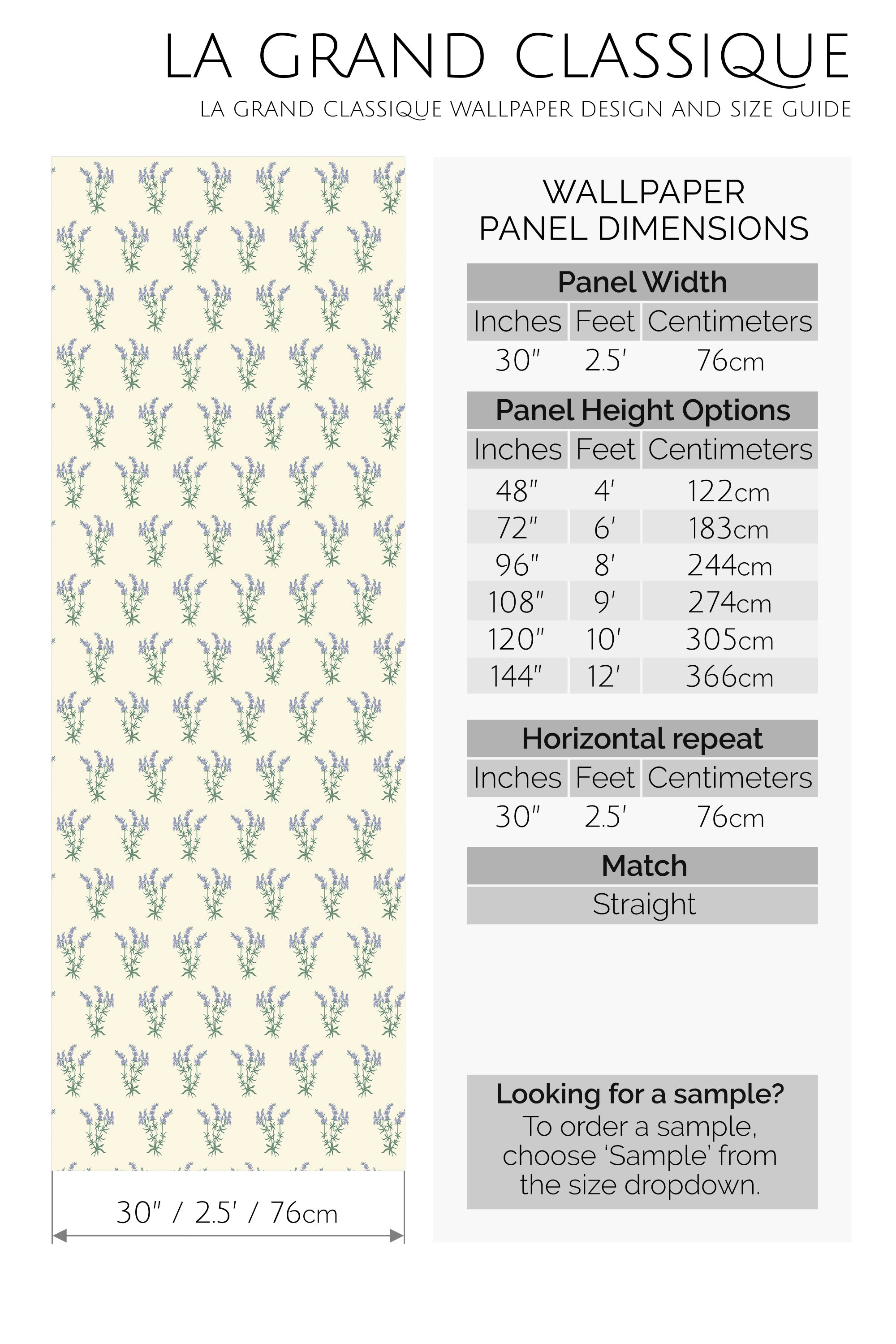 lavander pattern peel and stick wallpaper specifiation