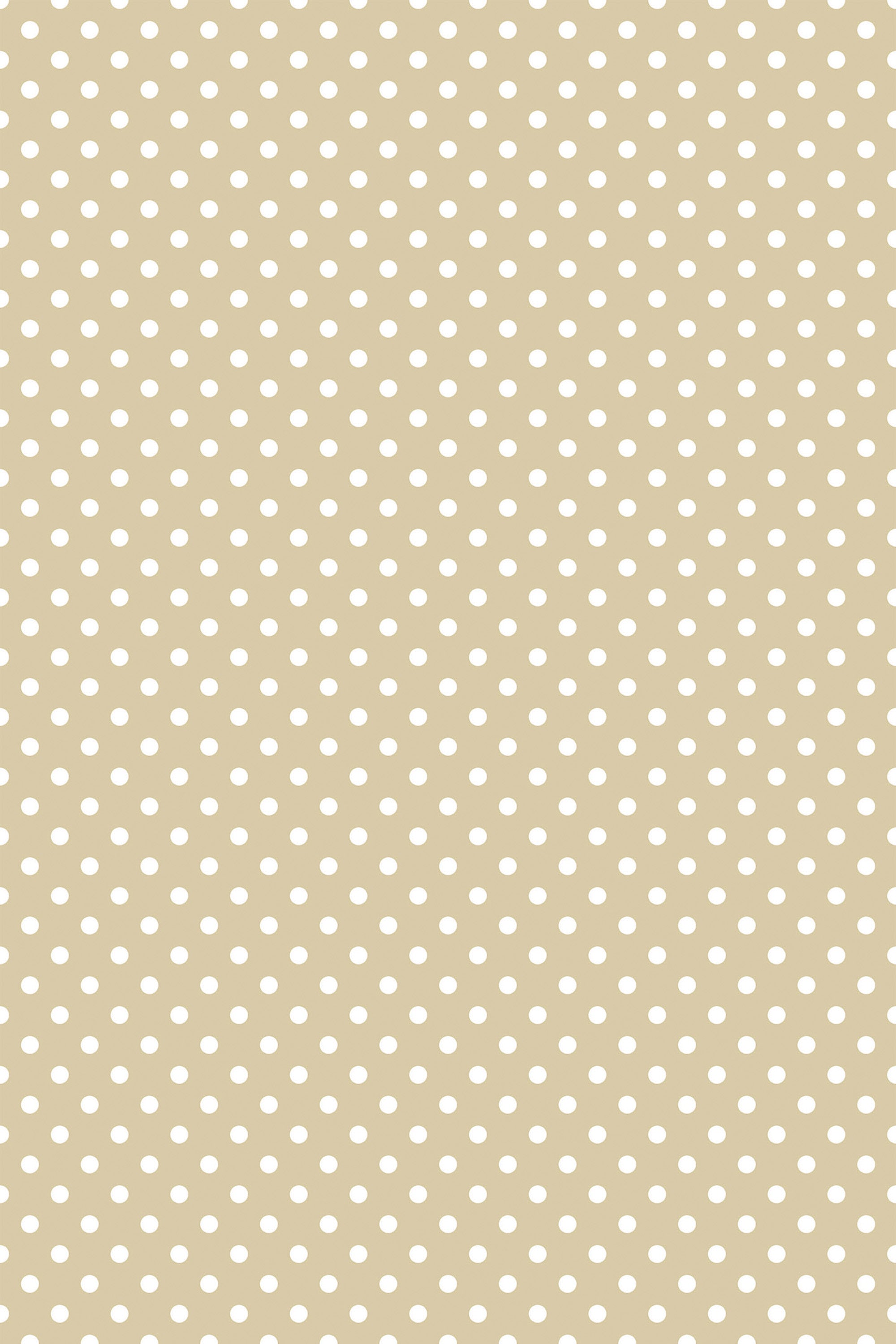 A repeating pattern of white dots on a tan background, reminiscent of a vintage or retro style, suitable for interior decoration as peel and stick removable wallpaper.
