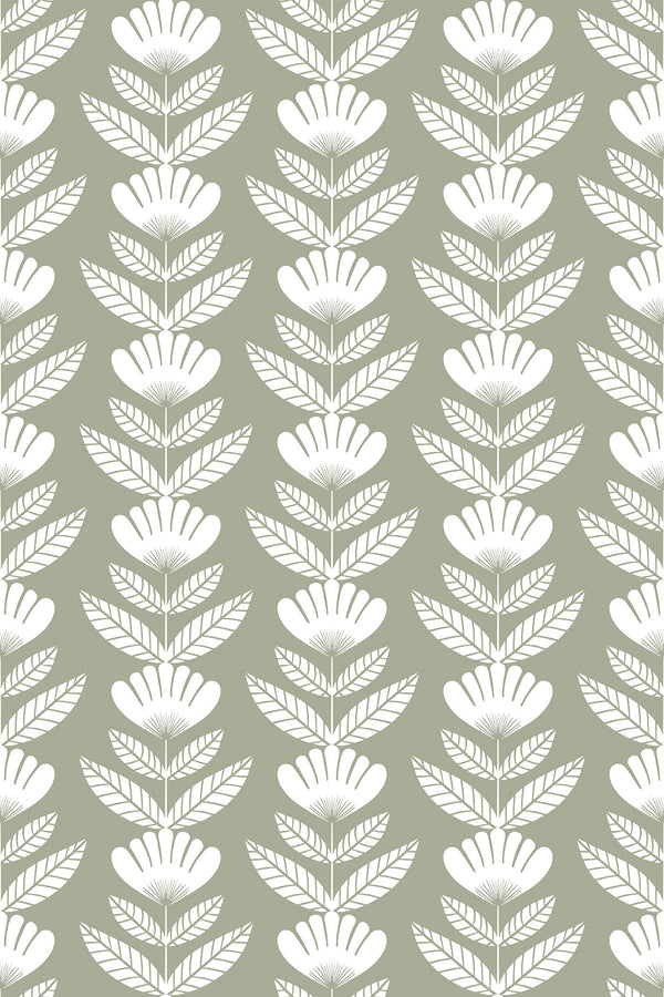 Lined Flower Wallpaper