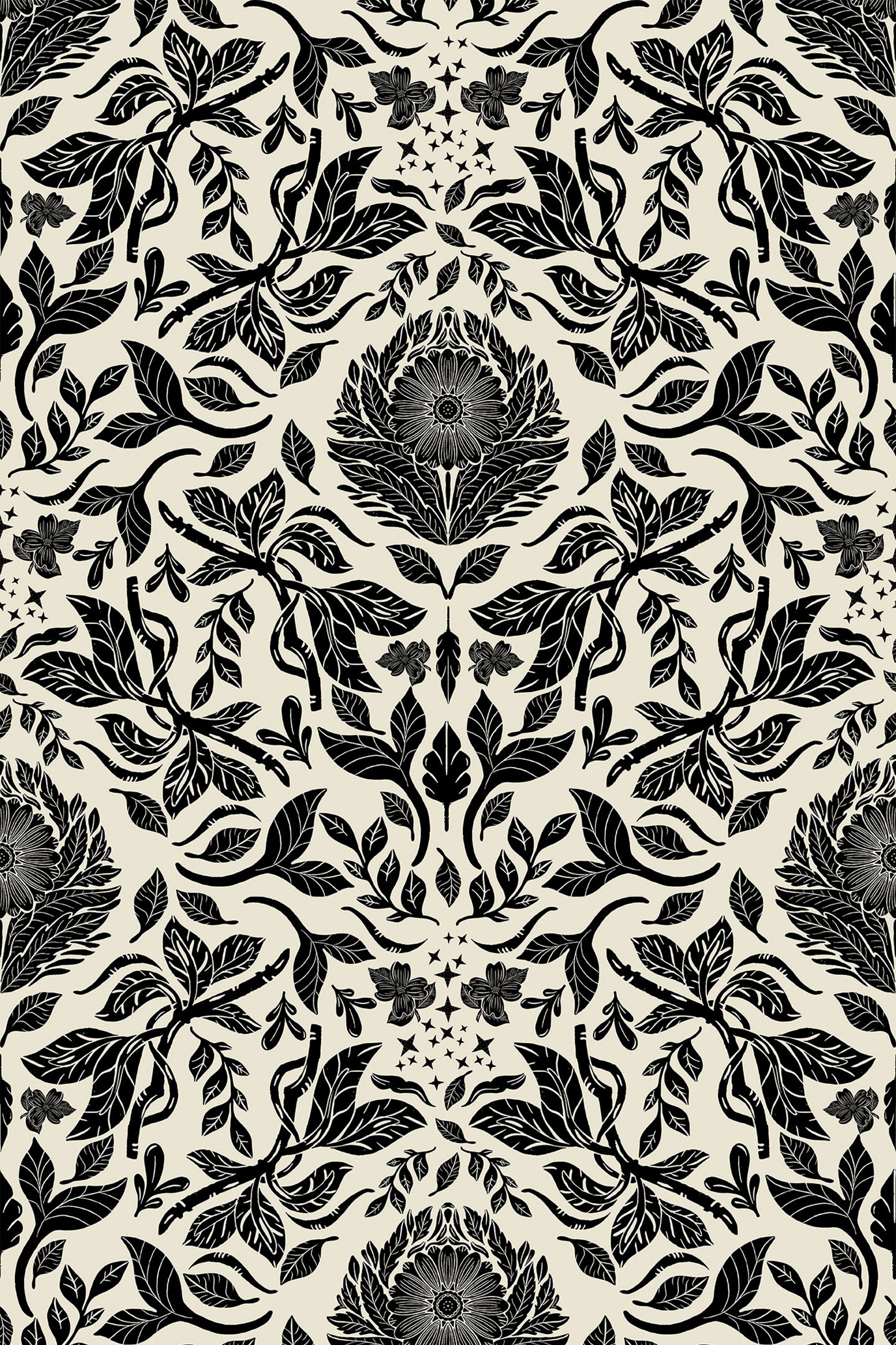 black and white botanical reverie by sara t wallpaper pattern repeat