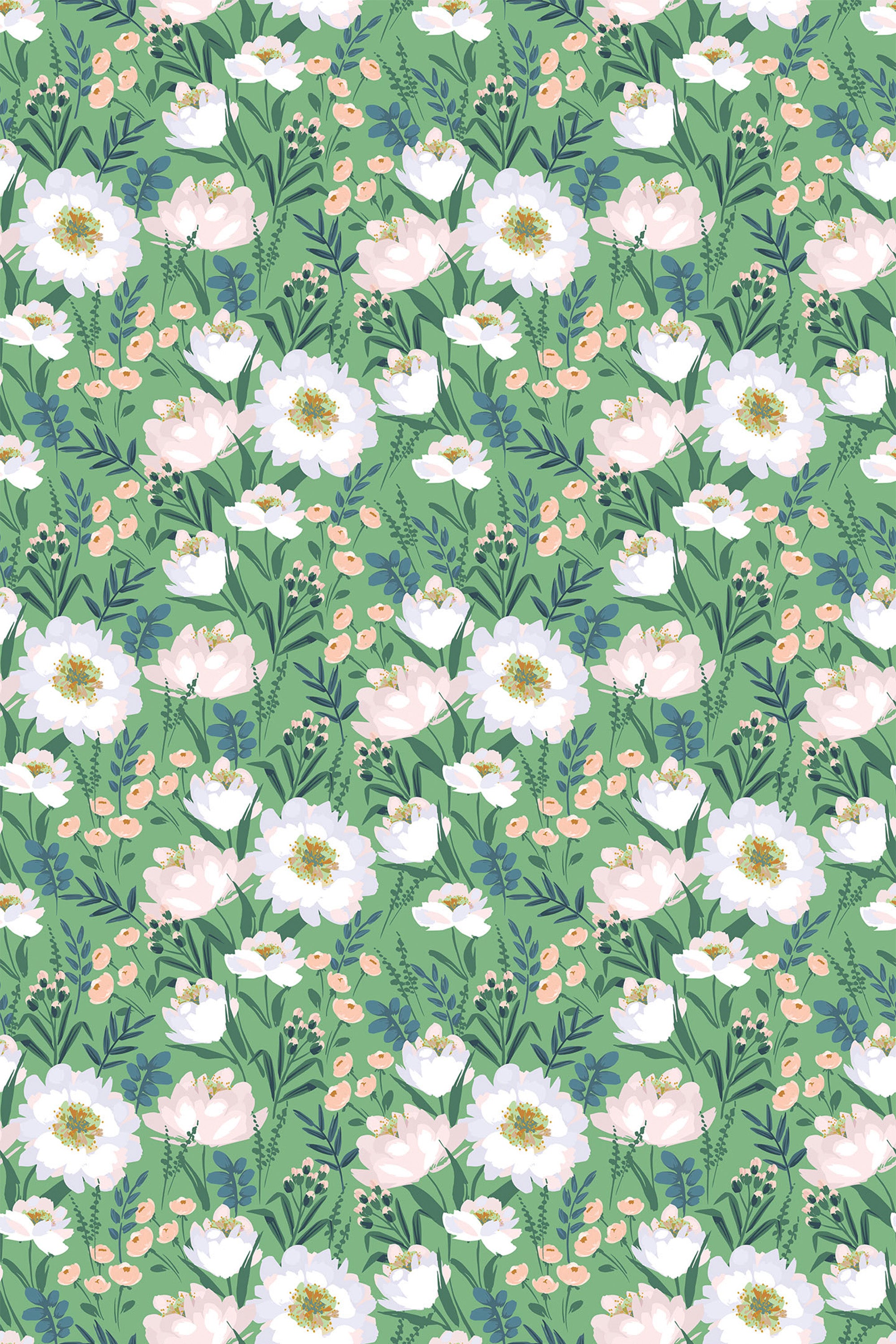 painted cottage floral wallpaper pattern repeat