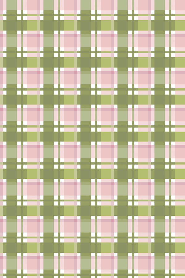 Green and Pink Plaid Wallpaper