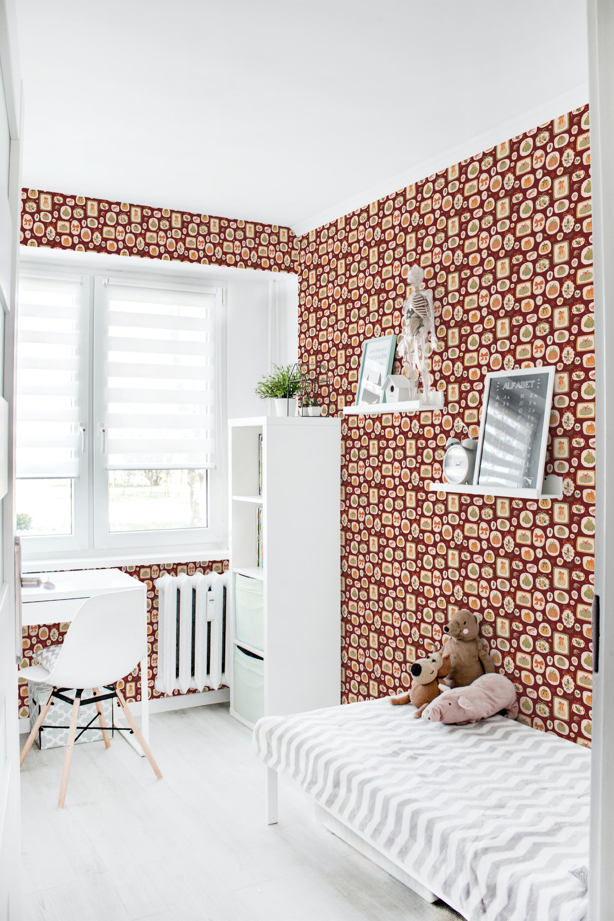 removable wallpaper halloween aesthetic pattern kids room desk bed bookshelf toys
