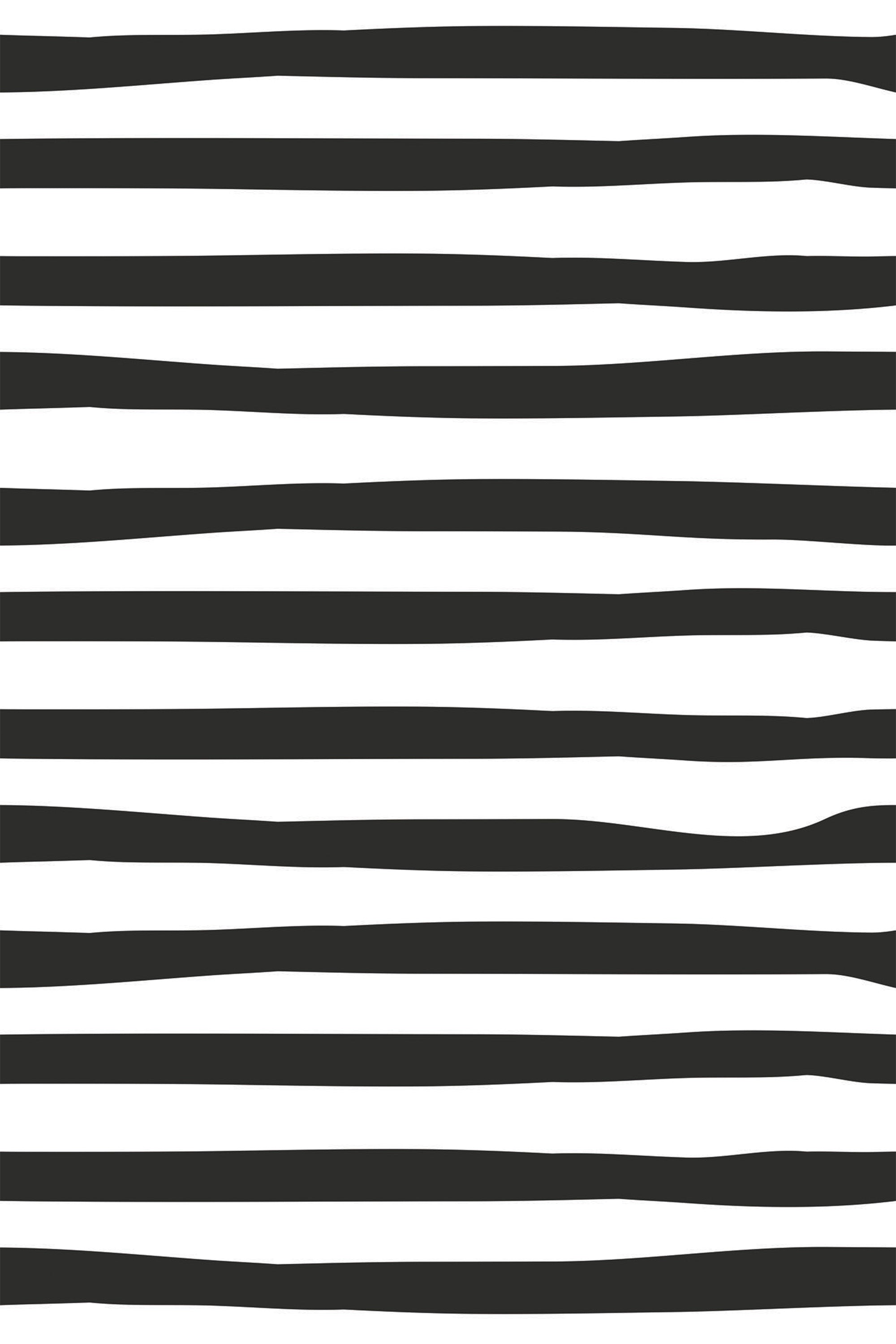 Black and white wavy horizontal lines evenly spaced across a solid white background, peel and stick removable wallpaper.