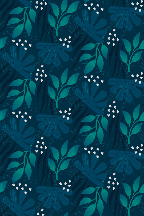 Dark blue leaf Wallpaper