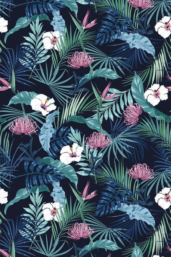 Dark tropical flowers Wallpaper