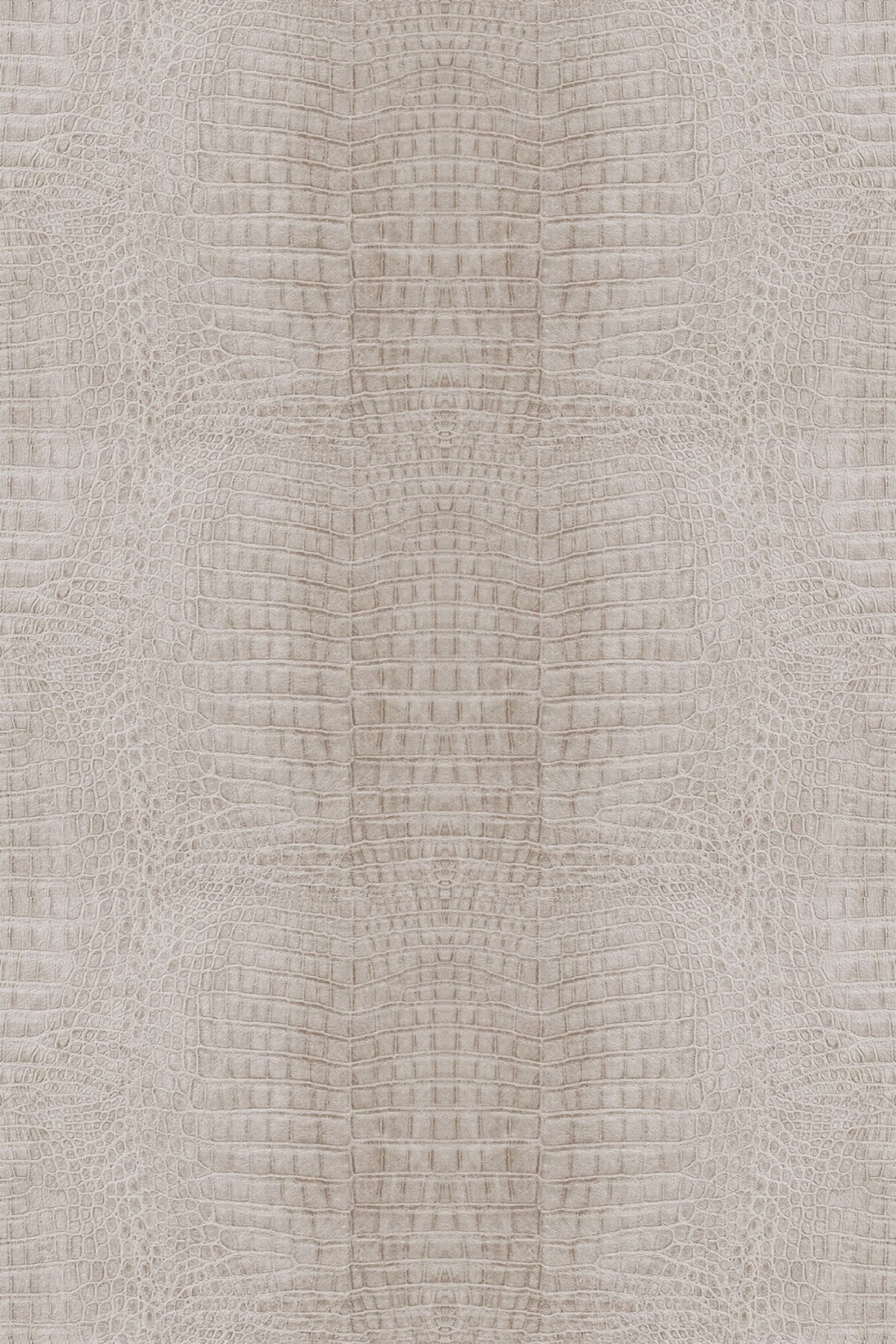 Textured crocodile skin pattern in neutral beige tones with intricate scales in a repeating design. Peel and stick removable wallpaper.