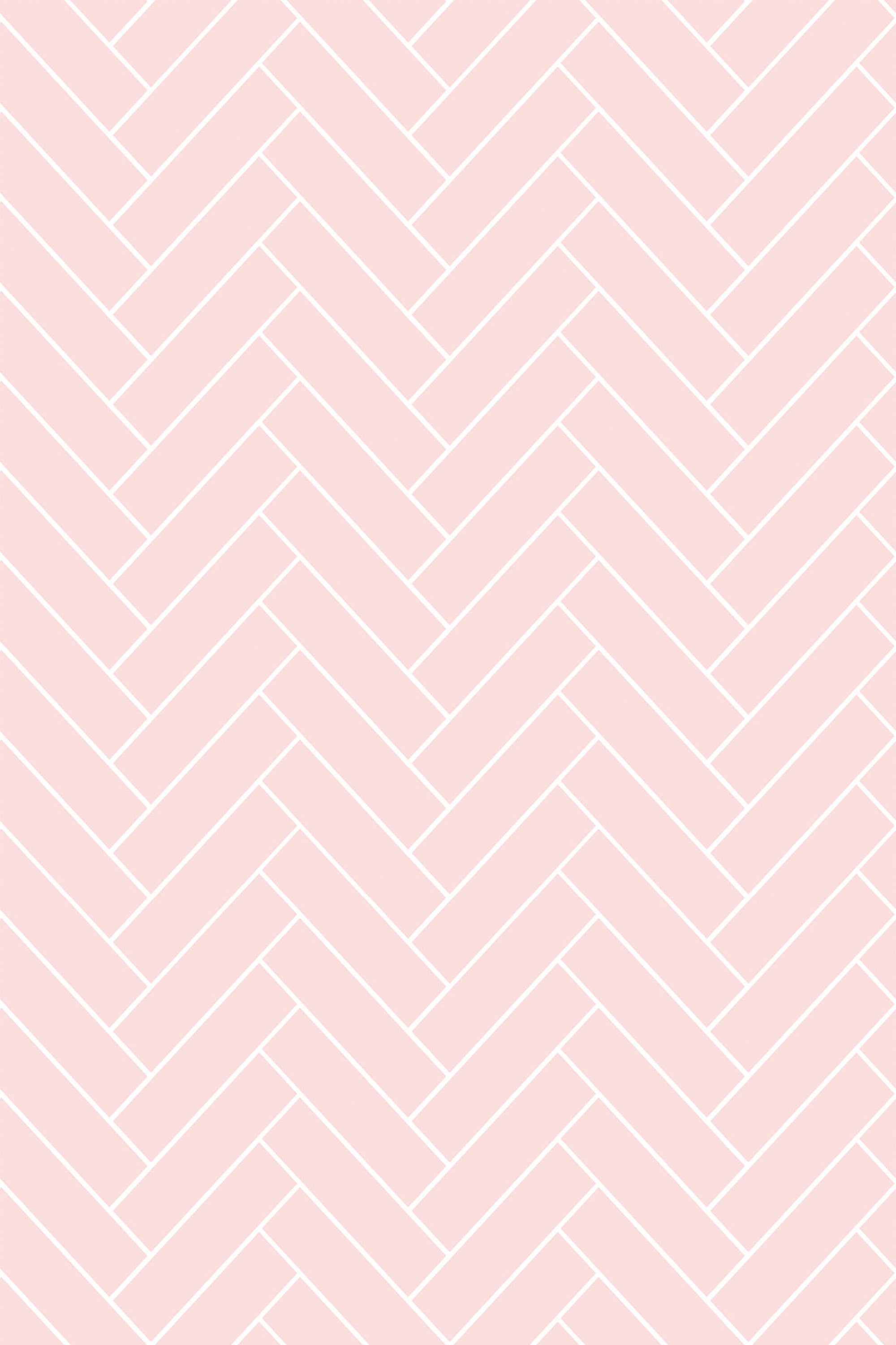A repeating herringbone pattern in light pink, with thin white lines forming a zigzag design, peel and stick removable wallpaper.