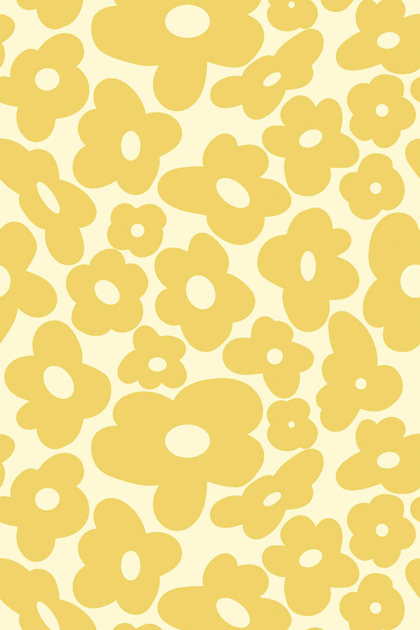 Yellow funky flowers Wallpaper
