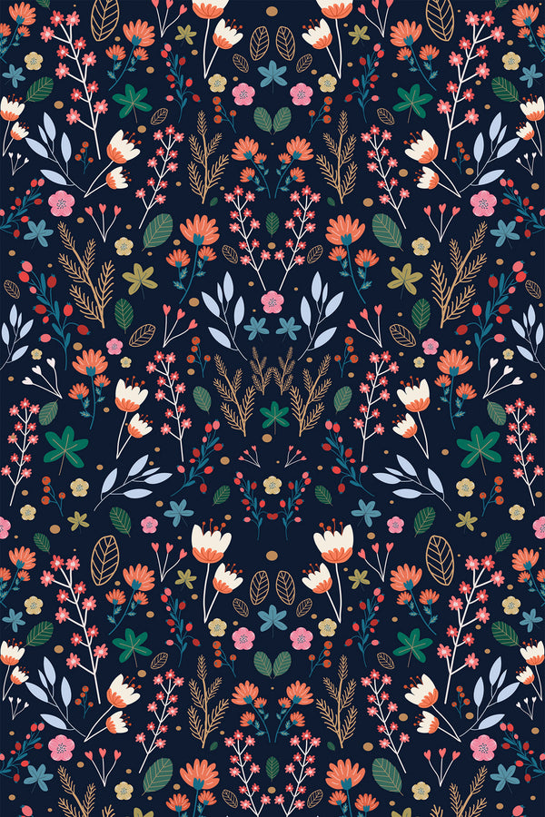 Dark scandinavian floral Wallpaper