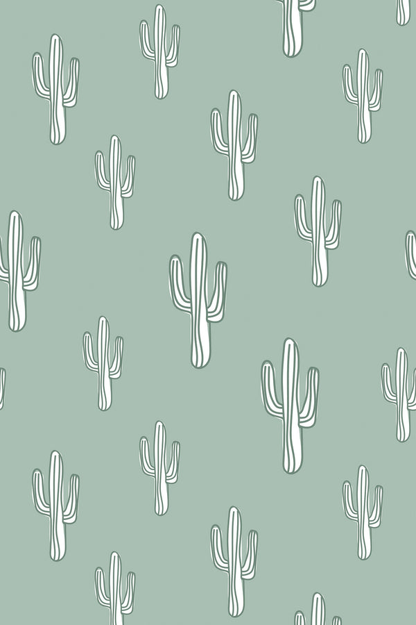 Green cactus Peel and Stick Removable Wallpaper