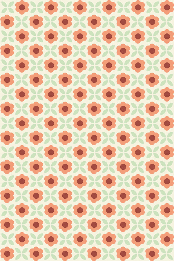 Retro flower grid Wallpaper